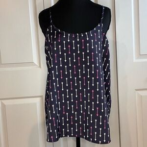 Alice Blue for Stitch Fix Silky Tank with Adjustable Sleeves, Arrow Design